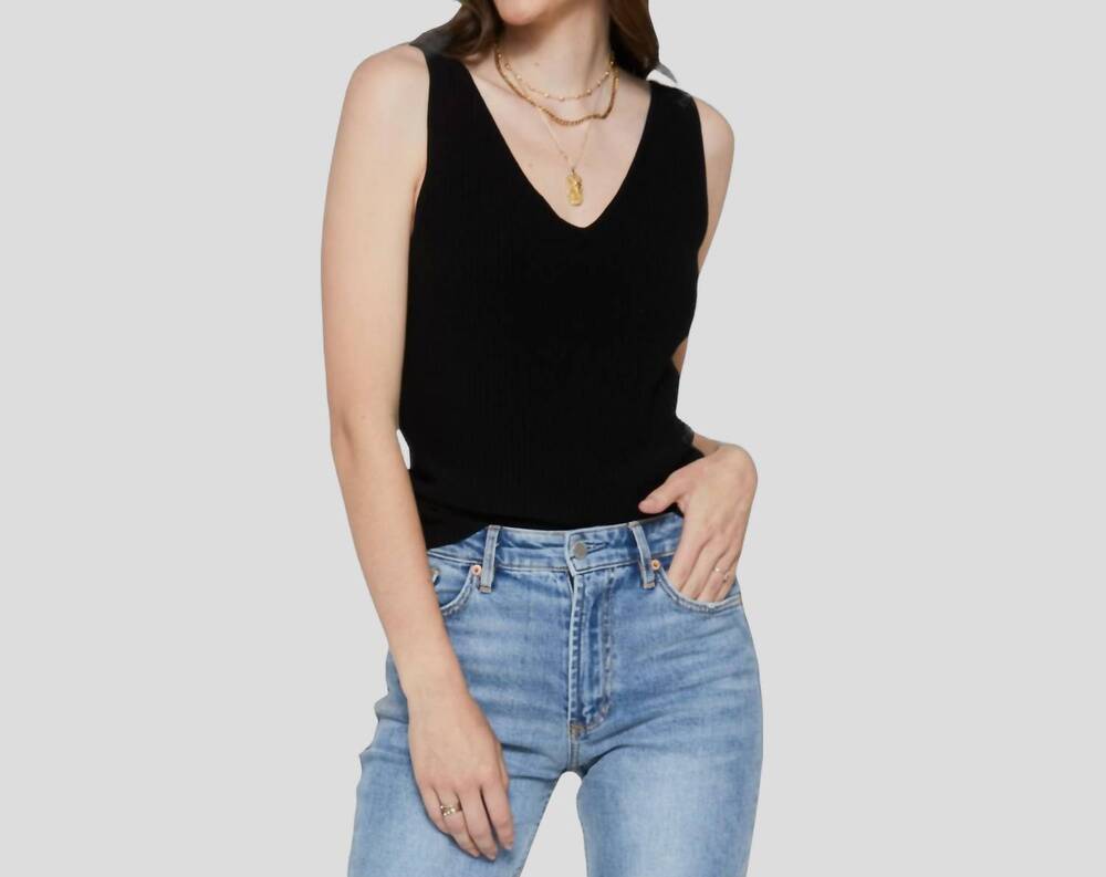 NEW ANOTHER LOVE nova v neck tank top in black